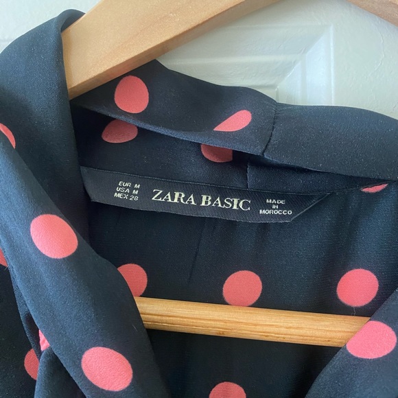 ZARA Black Pink Polka Dot Tie
Neck Blouse Top - Medium M - Picture 8 of 10